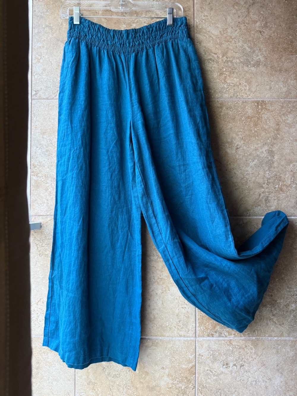 Somerset Linen Pants Anthropologie Pull-on Smocked Elastic Waist Pockets S NWT - Picture 6 of 16